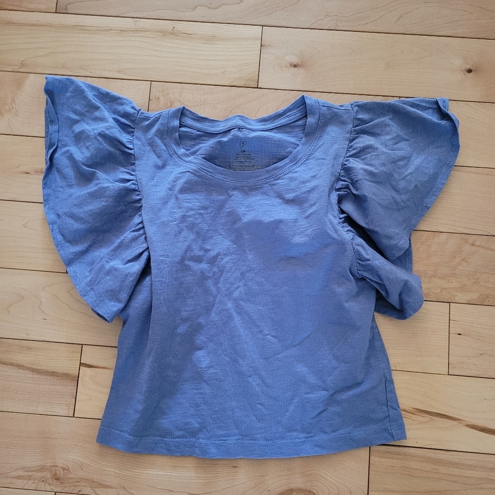 Nobo Women's Size Small Blue Ruffle Sleeve Top